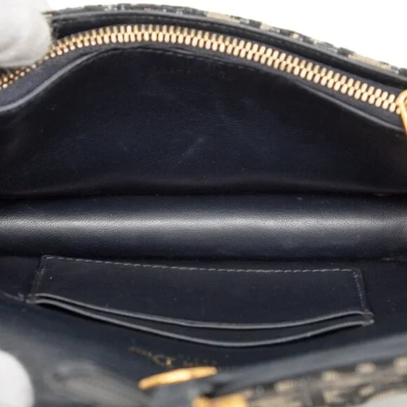 Dior Oblique Saddle Waist Bag Body Bag Shoulder Bag Beige Navy Canvas Leather - Picture 4 of 6